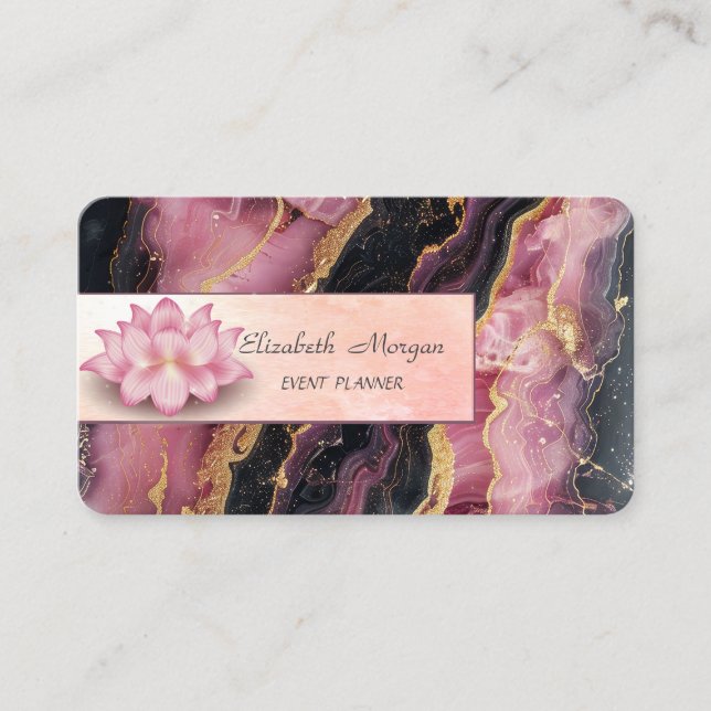 Elegant Lotus Burgundy Marble Visitenkarte (Vorderseite)