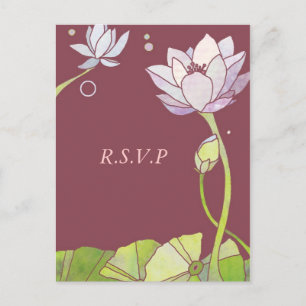 Elégant Lotus : Cartes postales RSVP de mariage