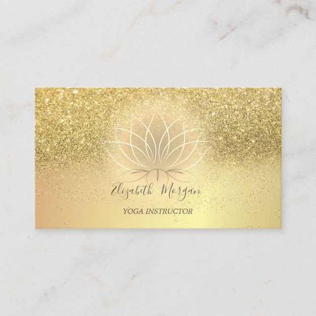Elegant Lotus Confetti Glitzer Yoga Instructor Visitenkarte (Vorderseite)