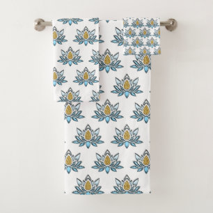Elégant Lotus Flower Blue Argent Or Zen Yoga Zen