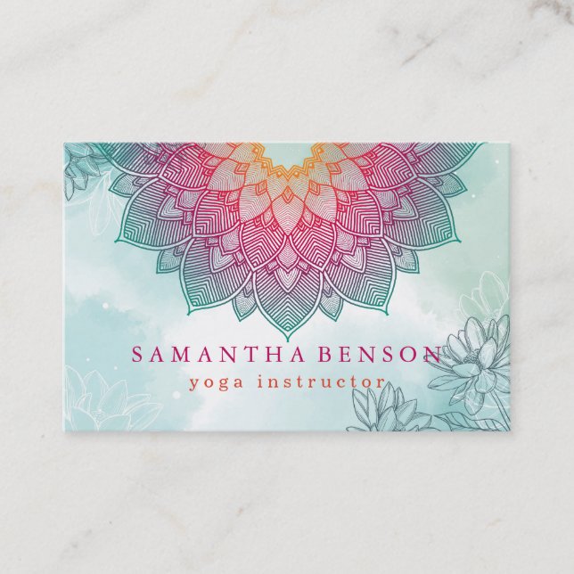 Élégant Lotus Flower Logo Yoga Carte de visite (Devant)