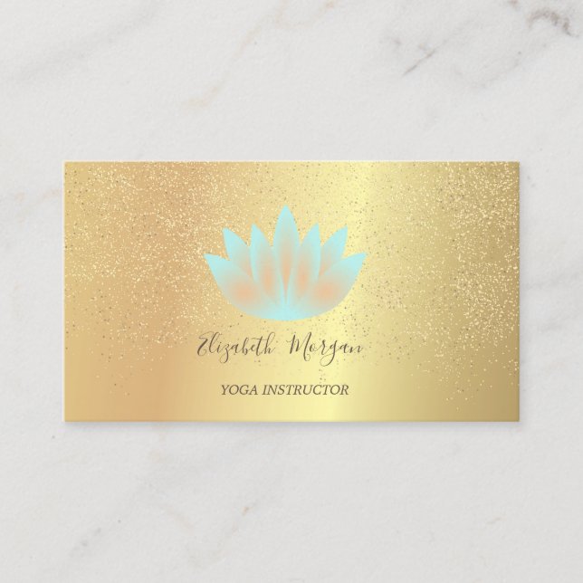 Elegant Lotus Gold Confetti Yoga Instructor Visitenkarte (Vorderseite)