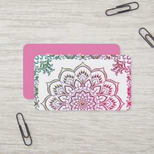 Elegant Lotus Mandala Ombre Business Card Visitenkarte