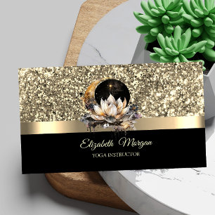 Elegant Lotus Moon Celestial Gold Yoga Instructor Visitenkarte