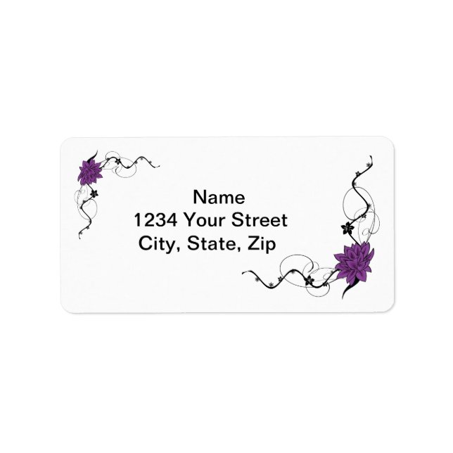 Elegant Lotus Tattoo like Address Labels Adressaufkleber (Vorne)