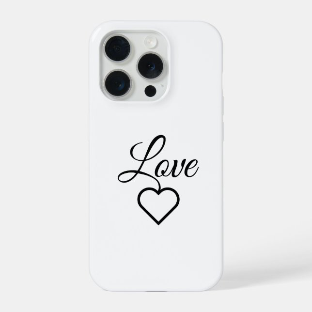 Elegant Love Heart Typography Case iPhone 15 Pro Hülle (Rückseite)