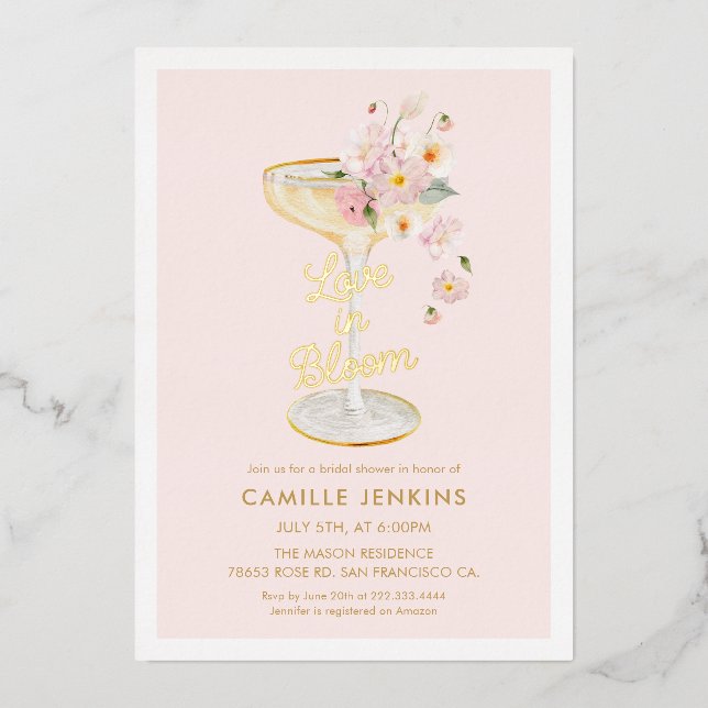 Elegant Love in Bloom Bridal Brunch Folieneinladung (Vorderseite)