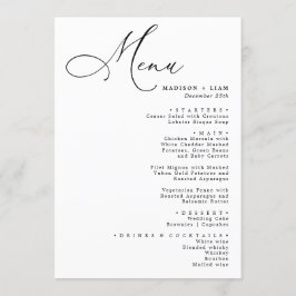 Elegant Lovely calligraphy Menu Mariage
