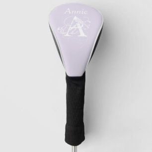 Elegant Lovely Monogram Name Lavender White Golf Headcover