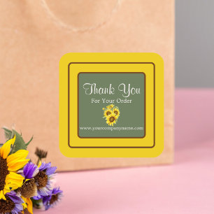 Elegant Lovely Sunflower Danke Quadratischer Aufkleber