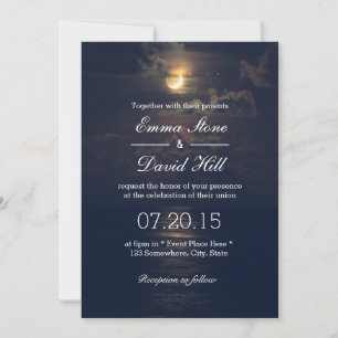 Elégant Lune Nuit Mariage Invitations