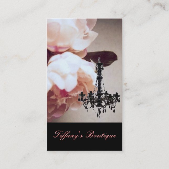 Élégant lustre floral cartes de visite de boutique (Devant)