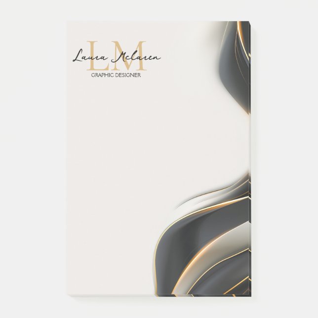 Elegant Luxe Aesthetics Monogram Black Veil  Post-it Klebezettel (Vorderseite)