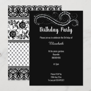 ELEGANT LUXE BLACK LACE DIAMONON EINLADUNG