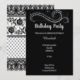 ELEGANT LUXE BLACK LACE DIAMONON EINLADUNG