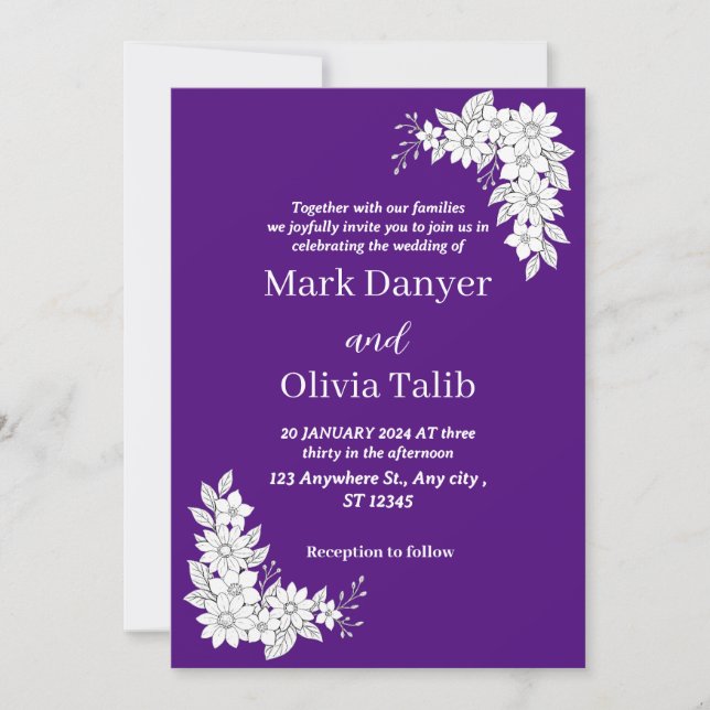 Elégant Luxe Faire-part de mariage - Moderne (Devant)