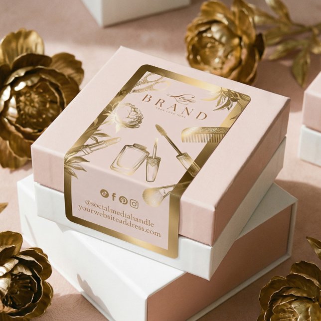 Elegant Luxe Pink Gold Floral Beauty Business Box (Elegant Luxe Pink Gold Floral Beauty Business Box Label)