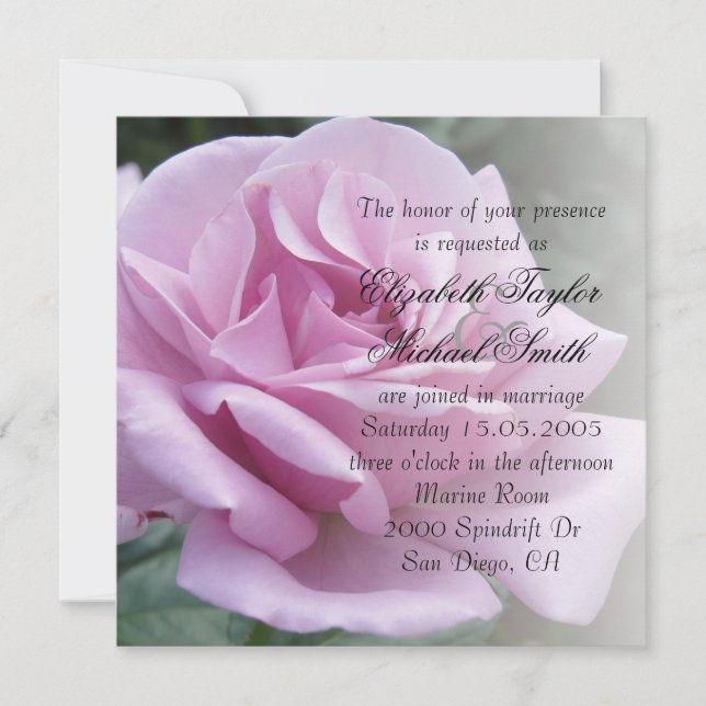 Elégant luxe violet Rose mariage Invitation (Devant)