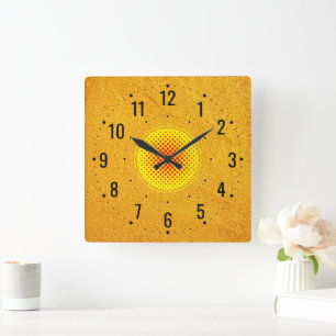 Elegant & Luxuriös Golden Analog Quadratische Wanduhr