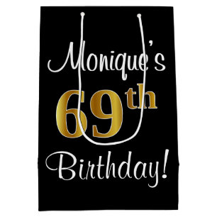 Elegant, luxuriös, Imitate Gold Look 69. Geburtst Mittlere Geschenktüte