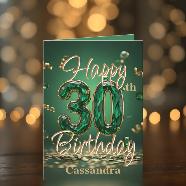 Elegant Luxurious Green und Gold 30. Geburtstag Karte (Von Creator hochgeladen)
