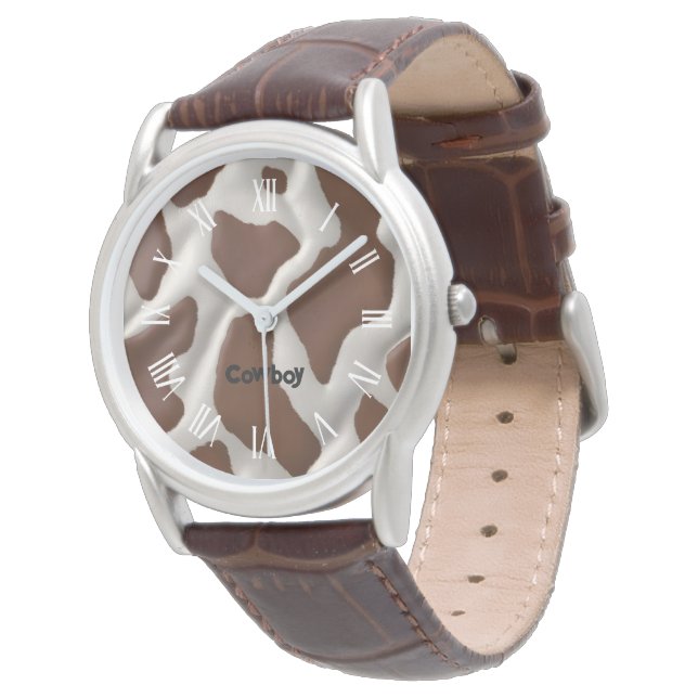 Elegant Luxury Faux Cow Leather Trendy Collection Armbanduhr (Schrägansicht)