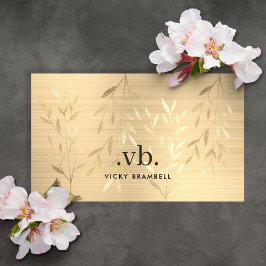 Elegant Luxury Gold Blätter Monogram Esthetician Visitenkarte