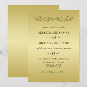 Elegant Luxury Gold Verzierte Hochzeit Einladung