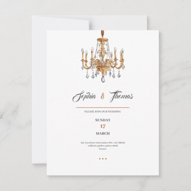 Elegant luxury golden classy wedding invitation einladung (Vorderseite)