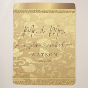 Elegant Luxury Golden Damask Mr. und Mrs. Trendy Sherpadecke