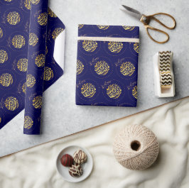 Elegant Luxury Golden Navy Ramadan Kareem Geschenkpapier