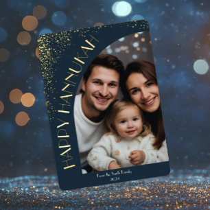 Elegant Luxury Happy Hanukkah Moderne Begrüßung Folieneinladung