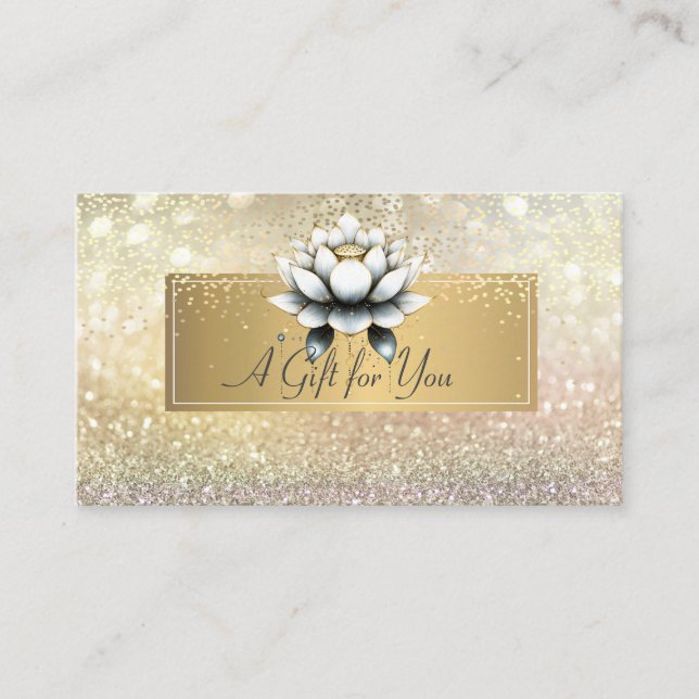 Elegant Luxury Lotus Gold Glitzer Bokeh Confetti Rabattkarte (Vorderseite)