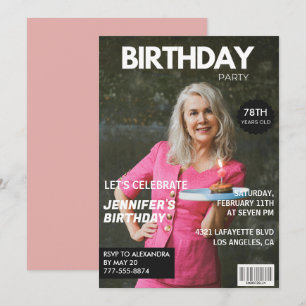 Elegant Luxury Magazin Foto 78. Geburtstag Einladung