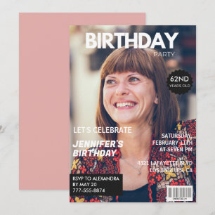 Elegant Luxury Magazine Foto 62. Geburtstag Einladung