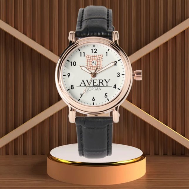 Elegant Luxury Monogram custom name Armbanduhr (Von Creator hochgeladen)