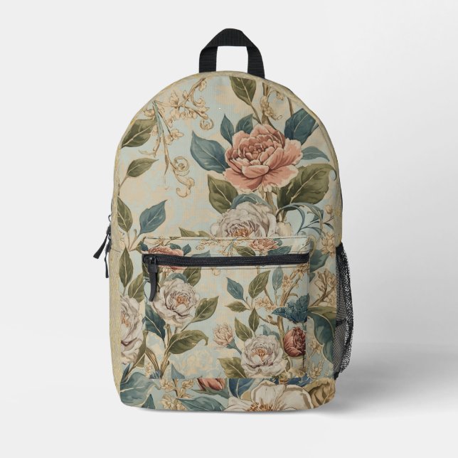 Elegant Luxury Roses Pattern  Bedruckter Rucksack (Vorderseite)