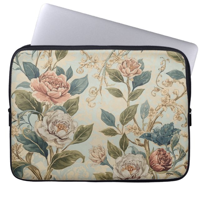 Elegant Luxury Roses Pattern Throw Pillow  Laptopschutzhülle (Vorderseite)