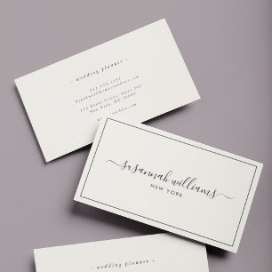 Elegant Luxury Script Calligraphy Black Ivory Visitenkarte