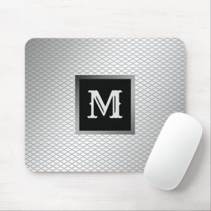 Elegant Luxury Silver Metal Monogrammed Mousepad