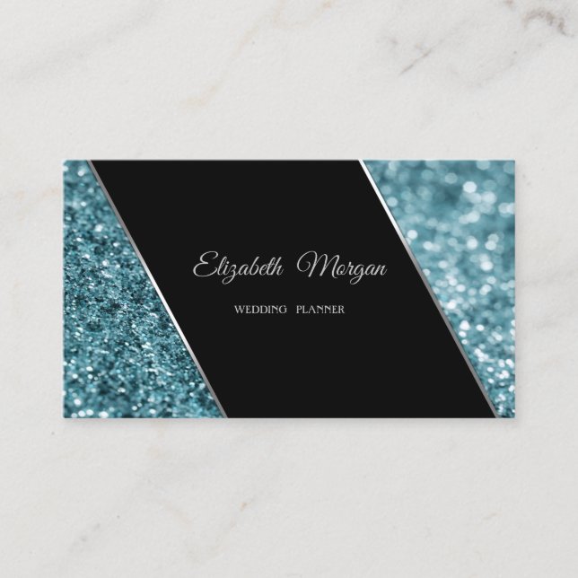 Elegant Luxury Stylish Blue Glitzer Bokeh Visitenkarte (Vorderseite)