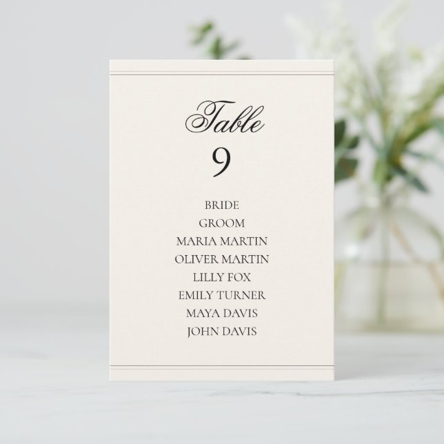 Elegant Luxury Vintage Classic Wedding Table No (Stehend Vorderseite)