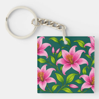 Élégant lys rose floral avec feuillage vert