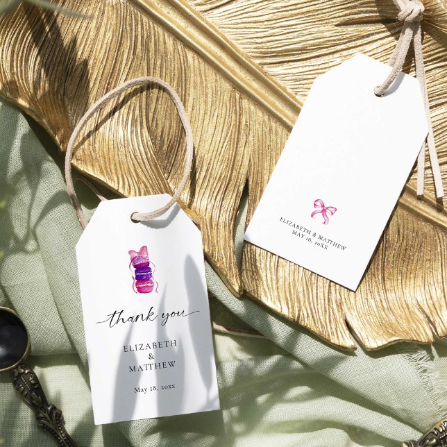 Elegant Macaron Pink Bow Coquette Wedding Geschenkanhänger (Von Creator hochgeladen)