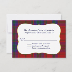Elegant MacDougall Tartan Karierte RSVP-Karte RSVP Karte