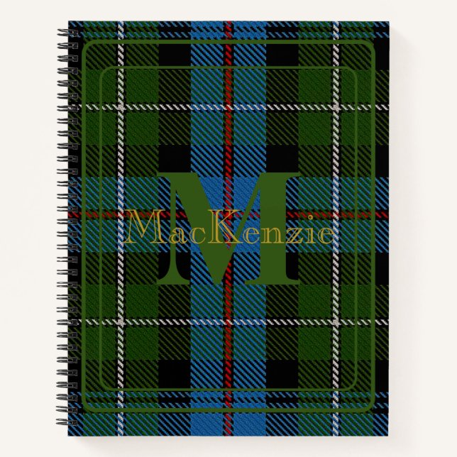 Elegant MacKenzie Clan Tartan Monogram Notizbuch (Vorderseite)