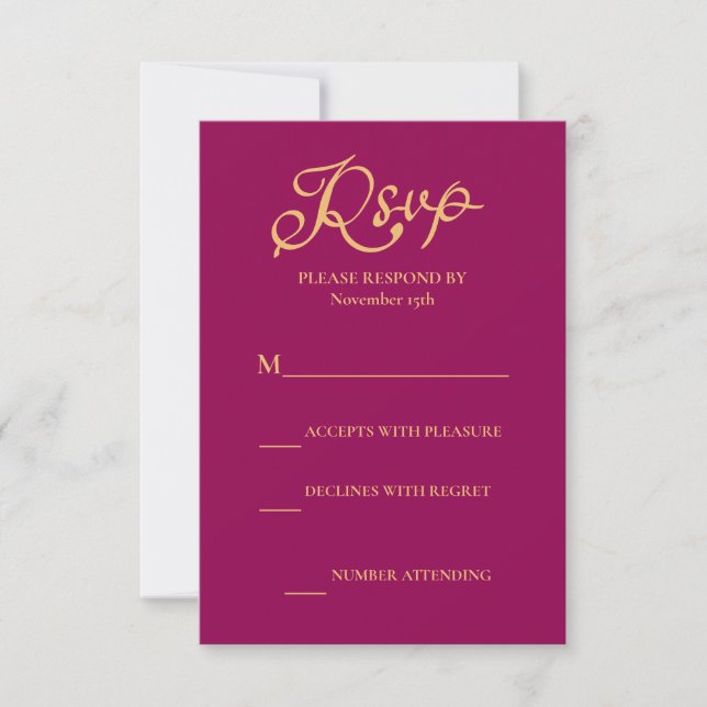 Elegant Magenta Gold Hindu Mandala Indian Wedding RSVP Karte (Vorderseite)