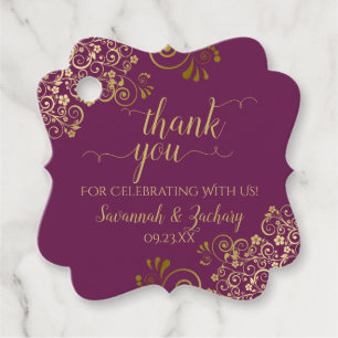 Elegant Magenta Lila & Gold Wedding Vielen Dank Geschenkanhänger