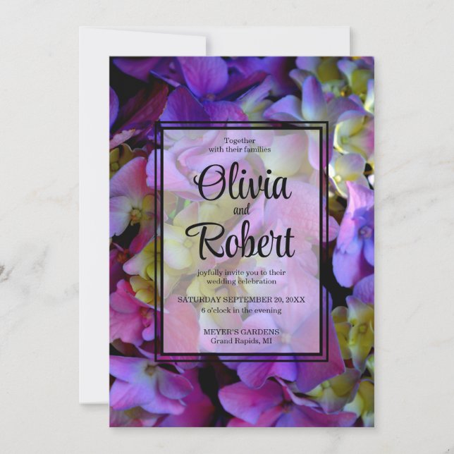 Elegant Magenta Lila Hydrangea Blume Hochzeit Einladung (Vorderseite)