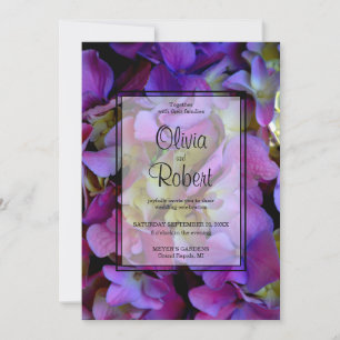 Elegant Magenta Lila Hydrangea Blume Hochzeit Einladung